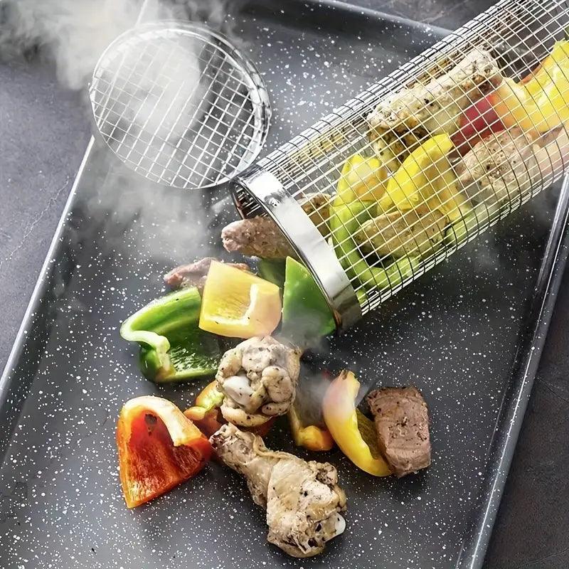 Grelha Cilíndrica Inox para Churrasco FireRoll BBQ®[COMPRE 1 LEVE2]