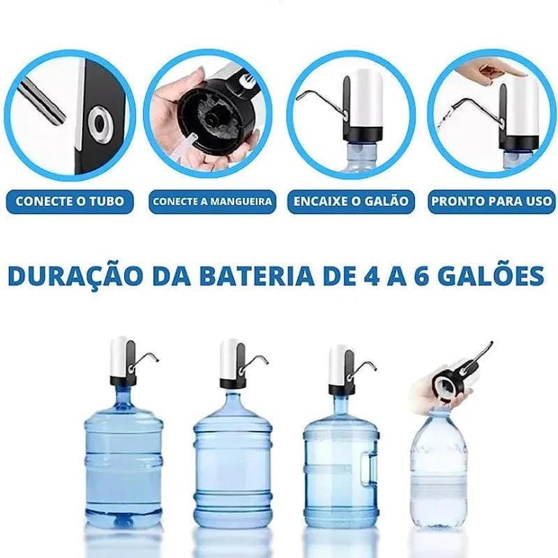 Bomba de Água para Galão/Garrafão - Recarregável