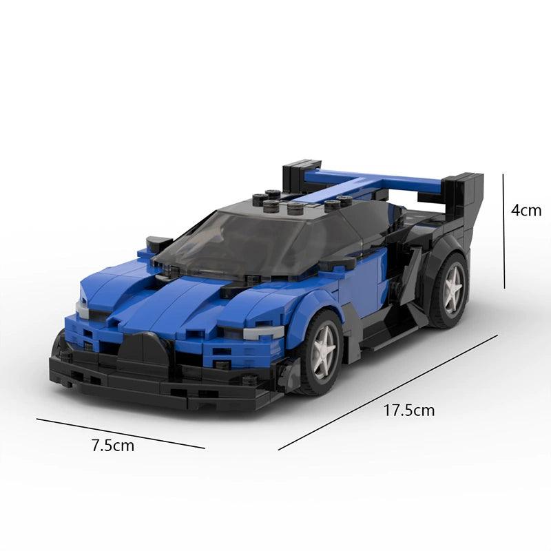 MOC Building Blocks Bugatti GRAND DRAGON Bolide Vision GT MOC Speed 8 Grid Unit Blocks on Wheels Model