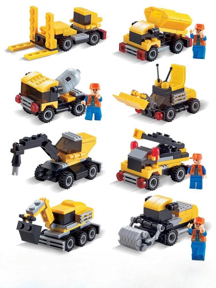 Small Particles Boys Assemble Car Toy Building Blocks