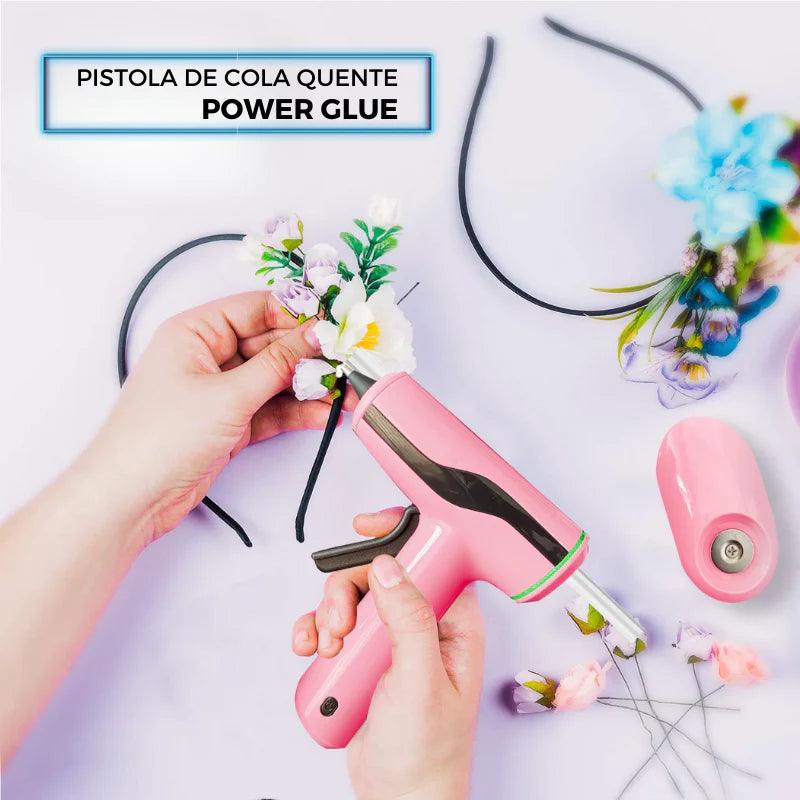 Pistola de cola quente sem fio e recarregável - POWER GLUE + 10 BASTÕES DE BRINDE