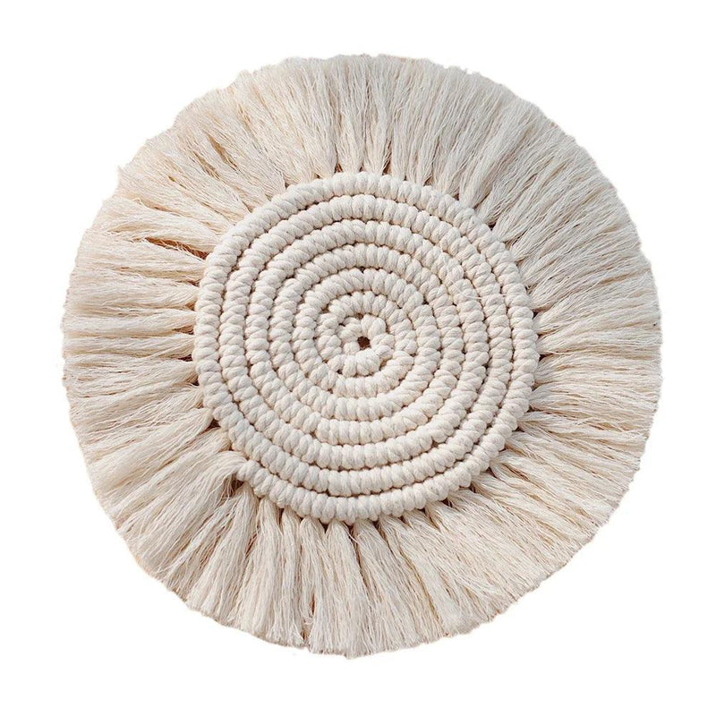 Home Creative Cotton Braid Coaster Handmade Macrame Cup Cushion Bohemia Style Non-slip Cup Mat