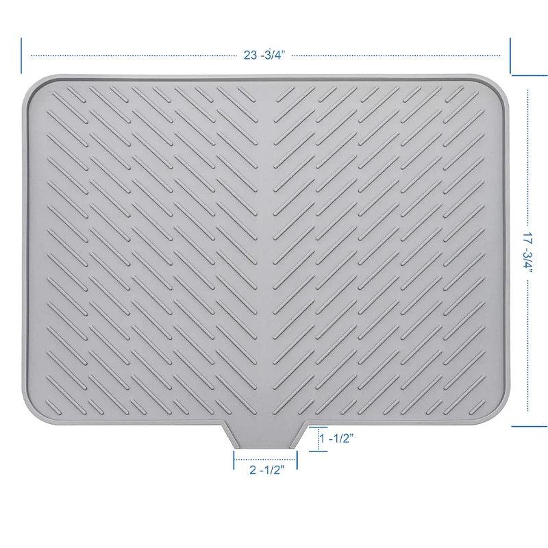 Silicone Dish Drying Mat Built in Drain Lip Hygienic Drying Pad Easy To Clean Tray Protects Surfaces Prevents Water Build Up