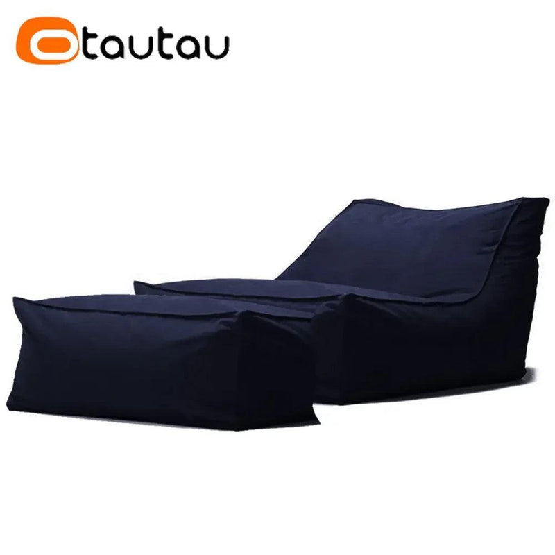 OTAUTAU Outdoor Waterproof Oxford Chaise Lounge Pouf Cover No Filler Garden Beach Camp Beanbag Sofa Bed Puff Salon Ottoman SF062