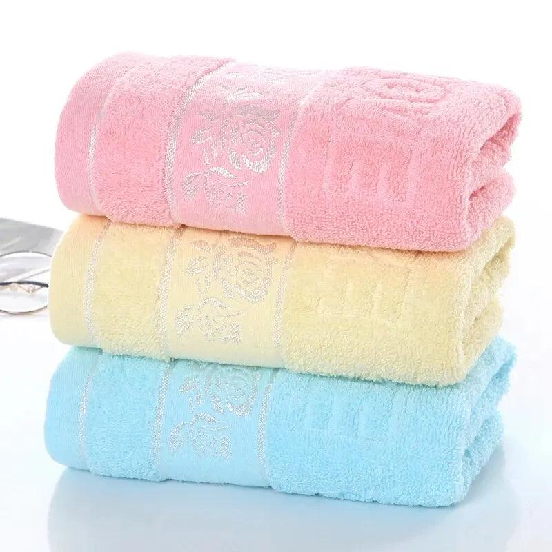 2pcs Cotton Towel Rose Thickened Towel Quick Absorbent Soft Quick Dry Face Towel Bathroom Hotel Travel Supply