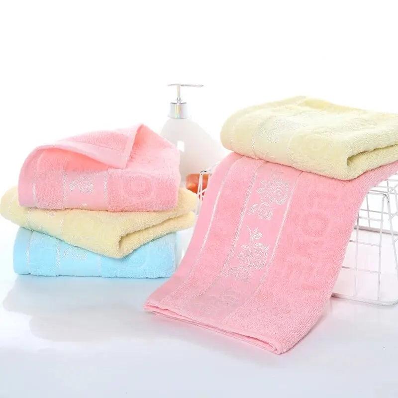 2pcs Cotton Towel Rose Thickened Towel Quick Absorbent Soft Quick Dry Face Towel Bathroom Hotel Travel Supply