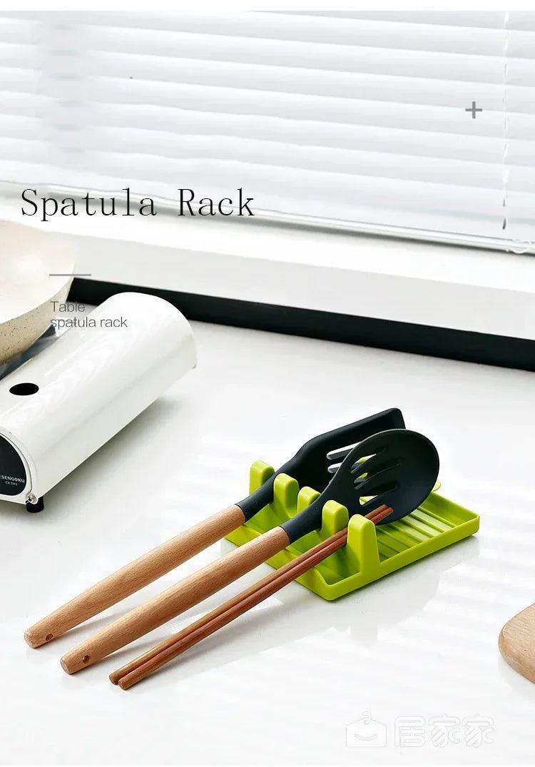 Kitchen Spoon Holders Pot Lid Rack Pot Lid Cooking Tool Tableware Storage Rack Spoon Chopsticks Holder Spatula Drain Rack Gadget