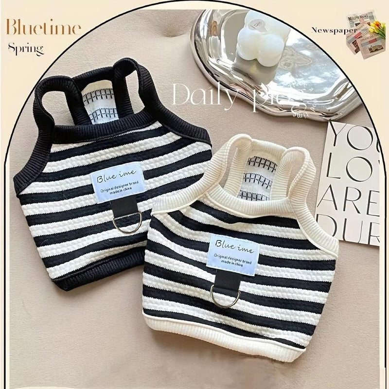 ﻿ Summer Thin Style Dog Vest, Simple Striped Puppy Suspender Tractable Teddy Clothes Soft Pullover For Pets Dog Products Clothes