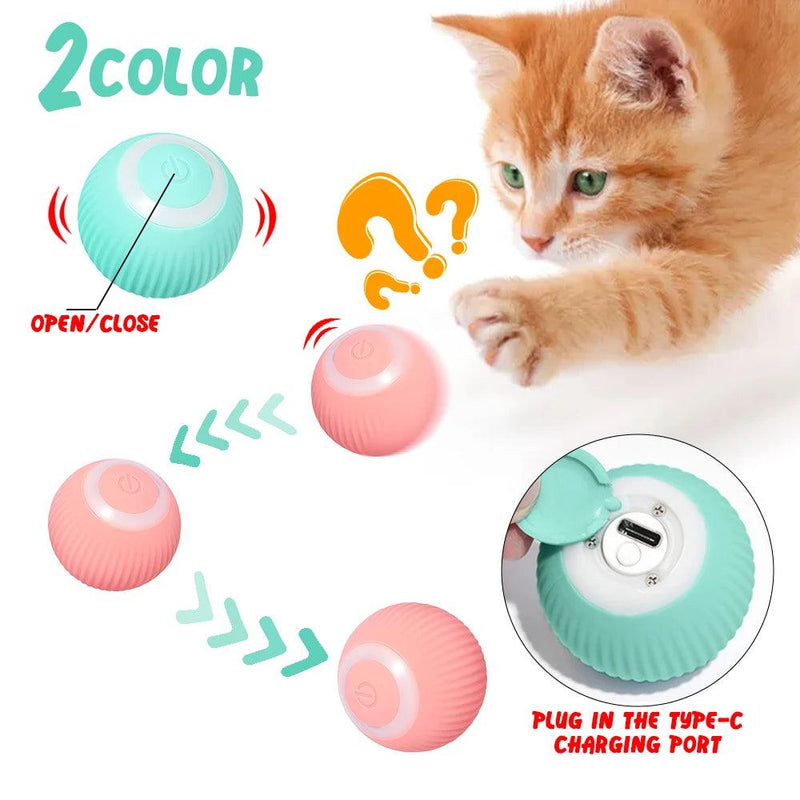 Pet Automatic Rolling Cat Toy Training Self-propelled Kitten Toy Indoor Interactive Play Electric Smart Cat Ball Toy Supplies