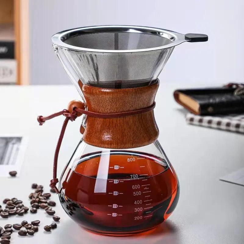 Hand Brewed Coffee Sharing Pot Filter Screen Glass Coffee Filter Cup Coffee Pot Set Drip Small Household Glass Pot Coffee Jar