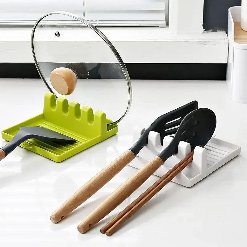 Kitchen Spoon Holders Pot Lid Rack Pot Lid Cooking Tool Tableware Storage Rack Spoon Chopsticks Holder Spatula Drain Rack Gadget