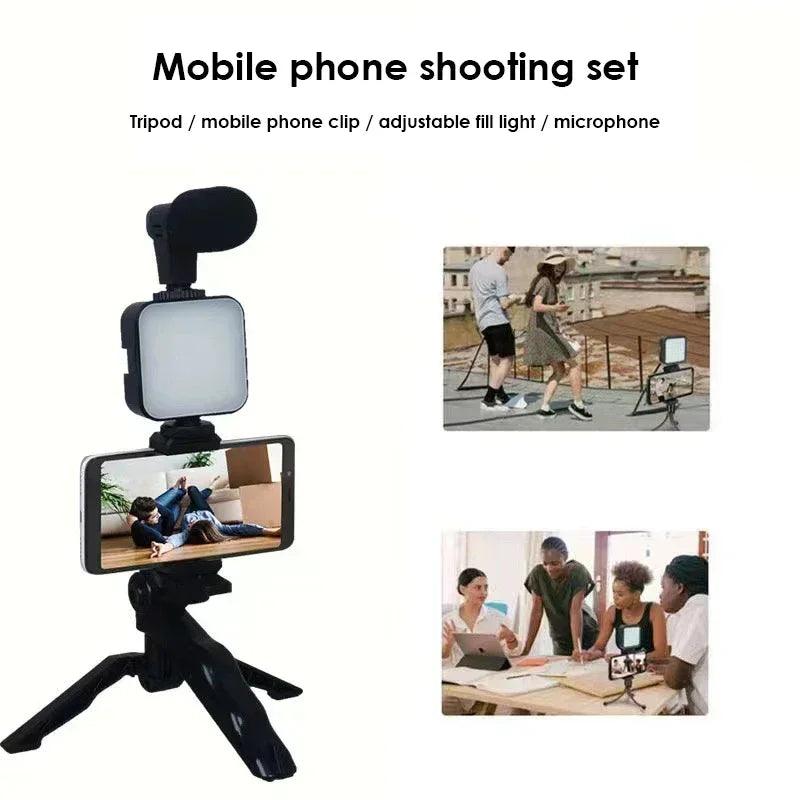 Mobile tripod kit with microphone LED fill light handheld live broadcast mini portable photography live broadcast fill light