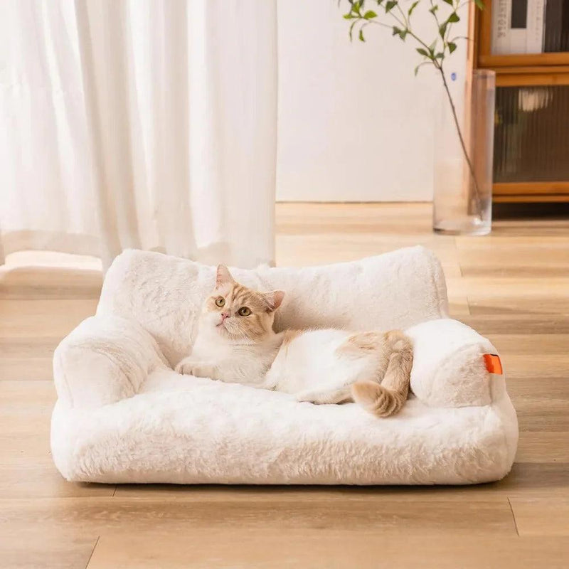 Cat Bed Dog Beds for Small Dogs, Easy Clean, Soft Kitten Bed with Soft Neck Bolster for Indoor Cats, Non - Slip Fluffy Cat Couch