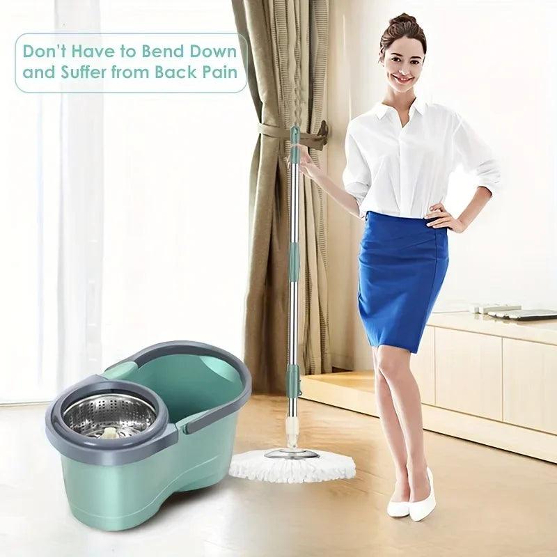 2024 NEW HOT Suit, automatic rotating mop /3pcs mop replacement head, clean microfiber tow bucket lazy magic mop bucket.