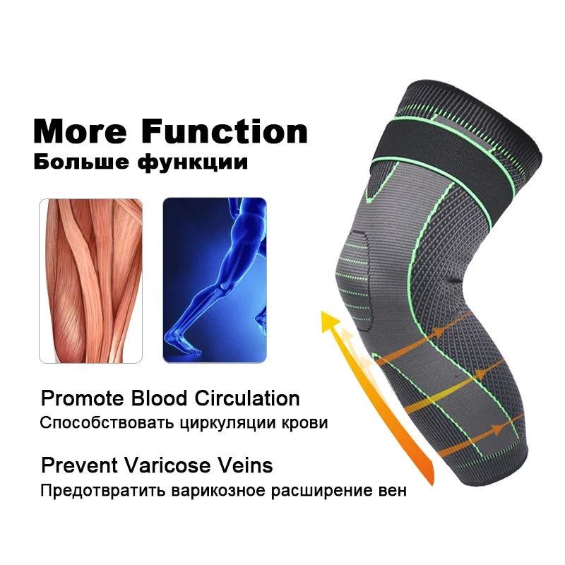 1PC Non-Slip Knee Pads Elastic Long Leg Sleeve Bandage Pressurized Knee Pads Running Sports Warm Leg Protection Accessories