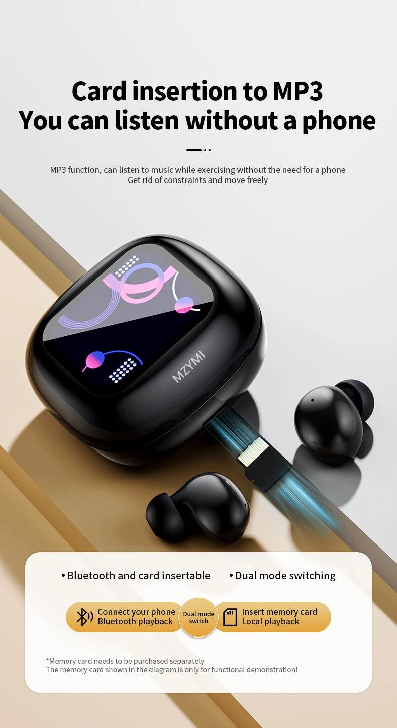 MZYMI S09 ANC Wireless Earphones Bluetooth5.4 Touch Screen Headphones Stereo Noise Reduction Earbuds With Mic For Android iOS