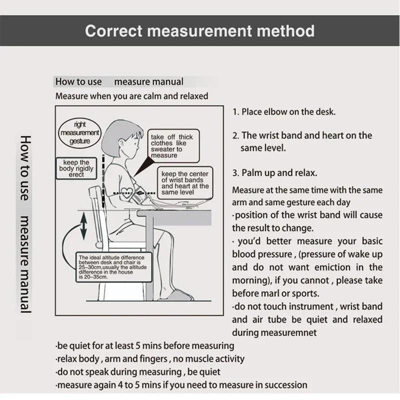 Medical Automatic Pressure Tonometer Tensiometer Heart Rate Pulse Meter BP Monitor Healthy Digital Arm Blood Pressure Meter Cuff