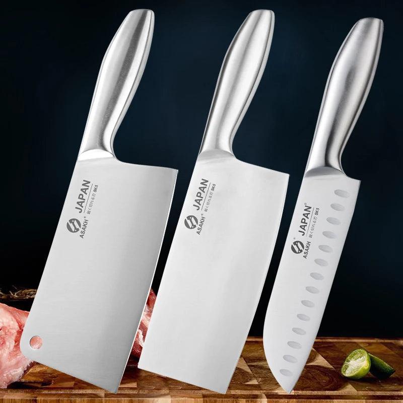 Stainless Steel Household Slicing Kitchen Knives Meat Cleaver Chopping Knife 1-7pcs Chef Knife Set Hollow Handle Knife Set