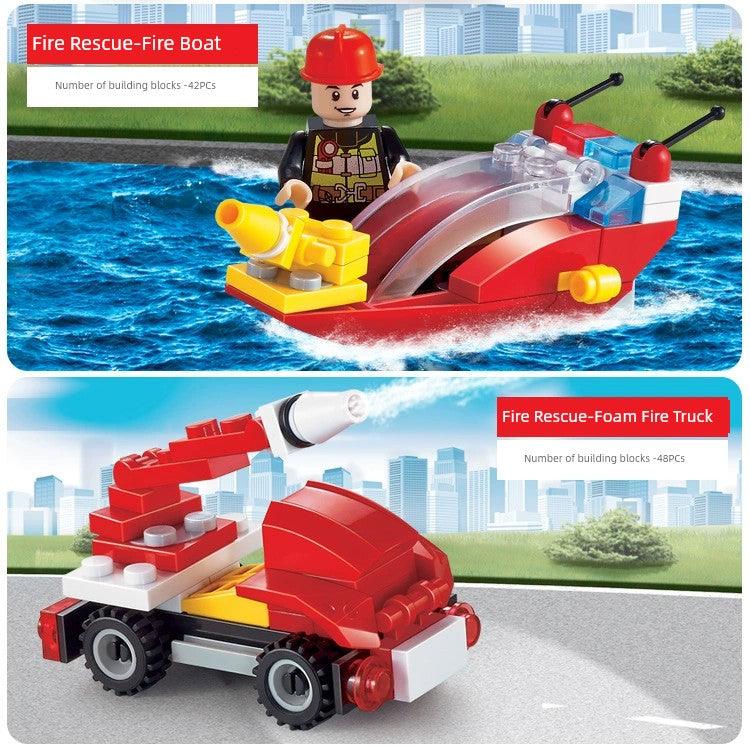 Small Particles Boys Assemble Car Toy Building Blocks