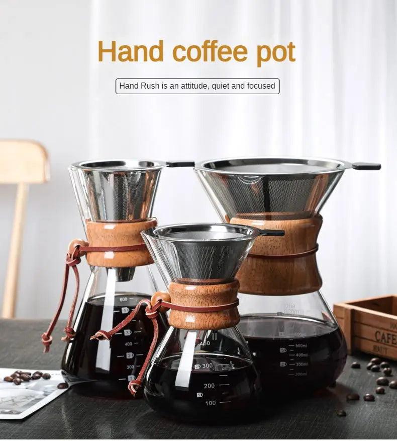 Hand Brewed Coffee Sharing Pot Filter Screen Glass Coffee Filter Cup Coffee Pot Set Drip Small Household Glass Pot Coffee Jar