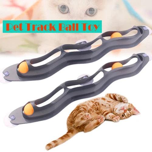 Cats Puzzle Toy Track Window Sucker Toys Ball Funny Cat Scratcher Large Size Tease Cat Interactive Pet Pingpong Table Tennis Toy