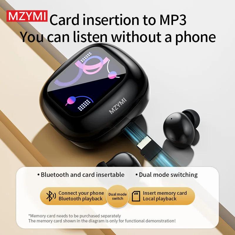 MZYMI S09 ANC Wireless Earphones Bluetooth5.4 Touch Screen Headphones Stereo Noise Reduction Earbuds With Mic For Android iOS