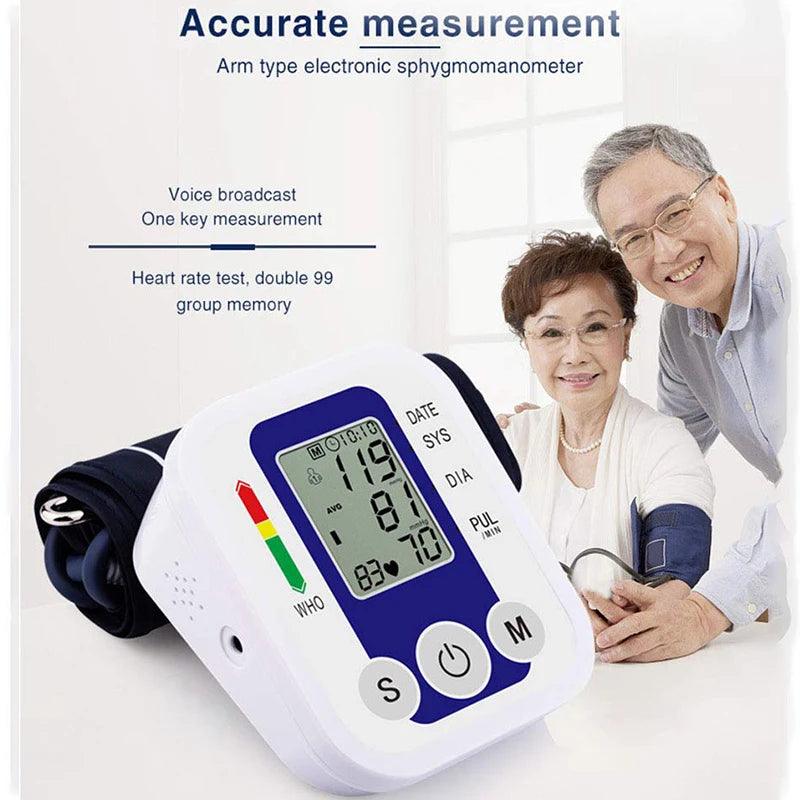 Medical Automatic Pressure Tonometer Tensiometer Heart Rate Pulse Meter BP Monitor Healthy Digital Arm Blood Pressure Meter Cuff