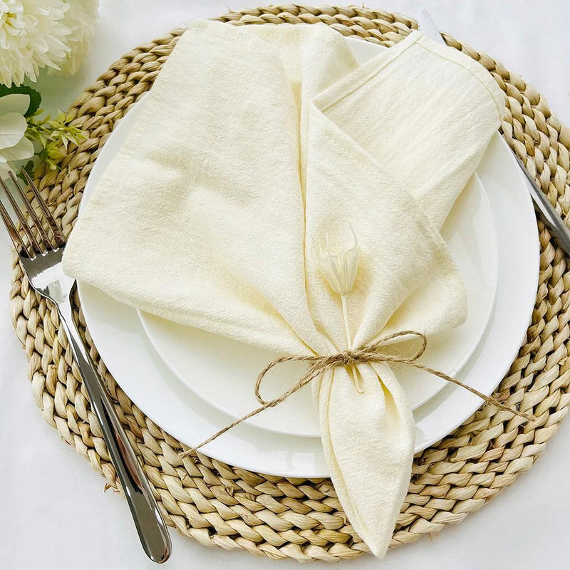 4PCS 40X40CM Cream Napkins 100% Cotton Cloth Napkins Dinner Table Serviettes Soft Washable Reusable Weddings Parties Restaurant