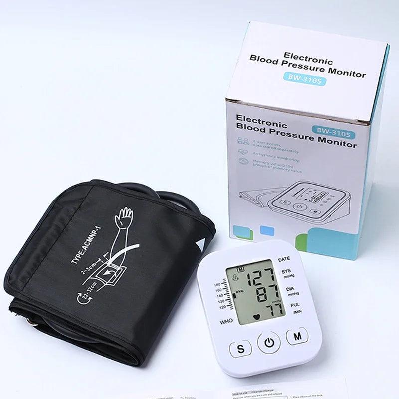 Medical Automatic Pressure Tonometer Tensiometer Heart Rate Pulse Meter BP Monitor Healthy Digital Arm Blood Pressure Meter Cuff