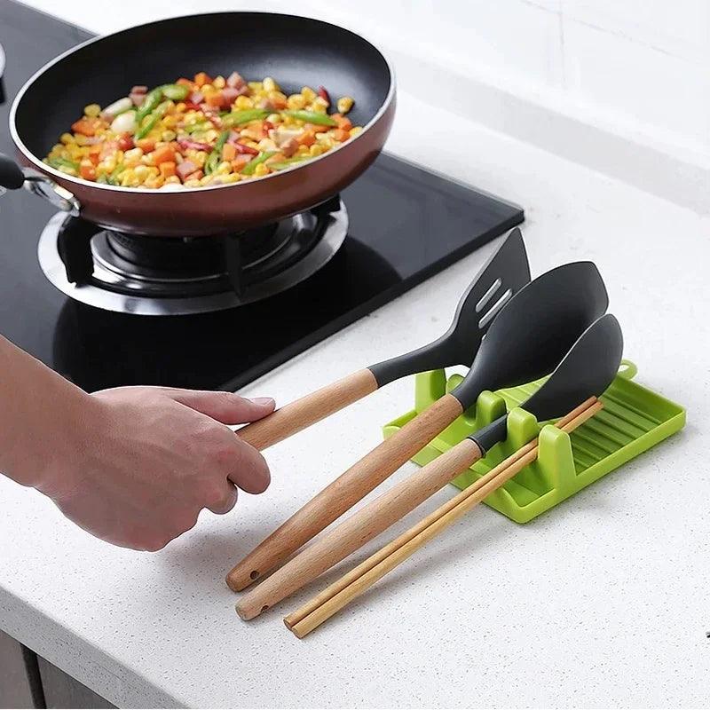 Kitchen Spoon Holders Pot Lid Rack Pot Lid Cooking Tool Tableware Storage Rack Spoon Chopsticks Holder Spatula Drain Rack Gadget