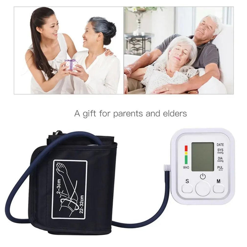 Medical Automatic Pressure Tonometer Tensiometer Heart Rate Pulse Meter BP Monitor Healthy Digital Arm Blood Pressure Meter Cuff