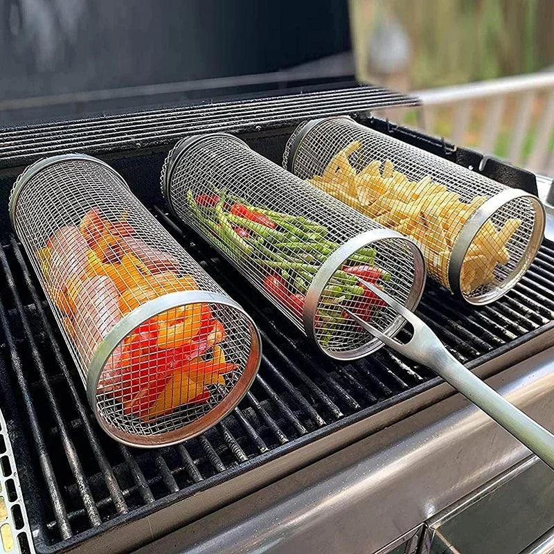 Grelha Cilíndrica Inox para Churrasco FireRoll BBQ®[COMPRE 1 LEVE2]