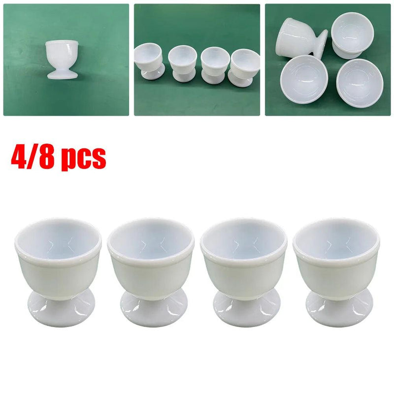 4/8pc Egg Cups Holders Hard Soft Boiled Eggs Holders Cups Novel White  Breakfast Plastic Kitchen Accessories