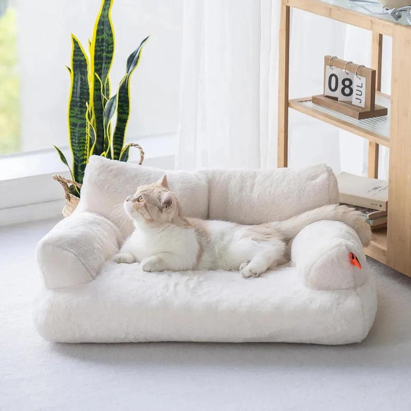 Cat Bed Dog Beds for Small Dogs, Easy Clean, Soft Kitten Bed with Soft Neck Bolster for Indoor Cats, Non - Slip Fluffy Cat Couch