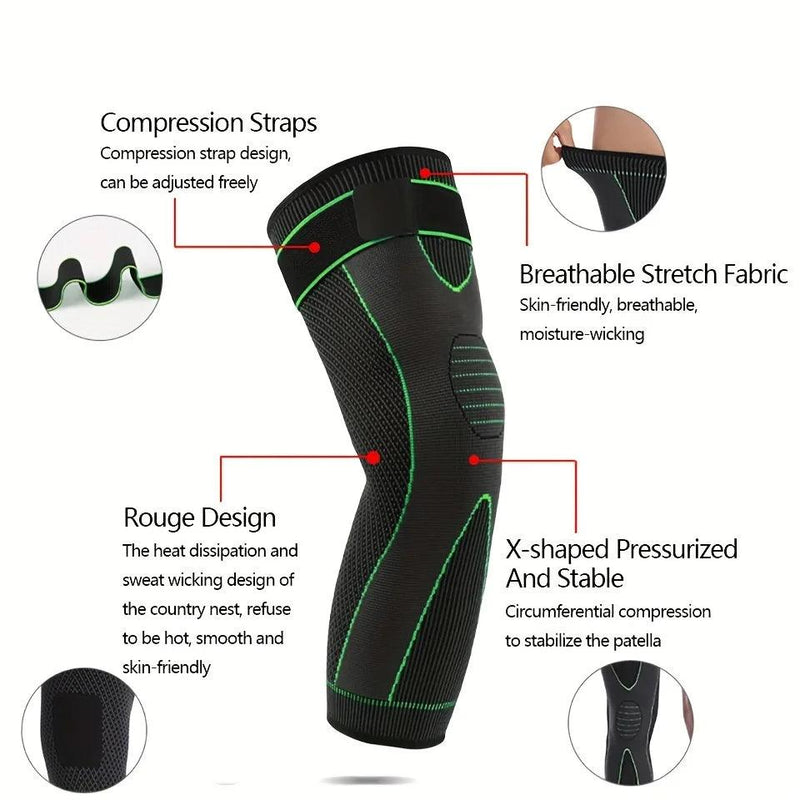 1PC Non-Slip Knee Pads Elastic Long Leg Sleeve Bandage Pressurized Knee Pads Running Sports Warm Leg Protection Accessories