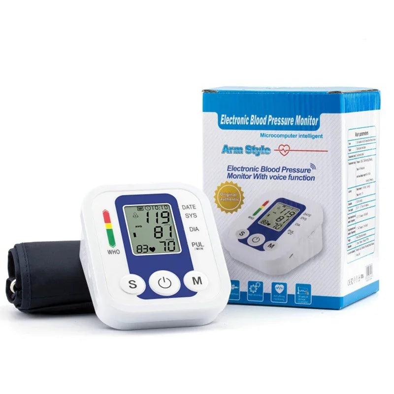 Medical Automatic Pressure Tonometer Tensiometer Heart Rate Pulse Meter BP Monitor Healthy Digital Arm Blood Pressure Meter Cuff