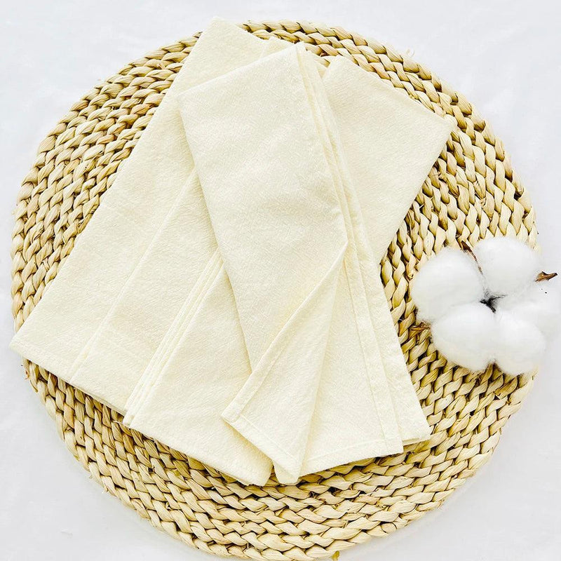 4PCS 40X40CM Cream Napkins 100% Cotton Cloth Napkins Dinner Table Serviettes Soft Washable Reusable Weddings Parties Restaurant