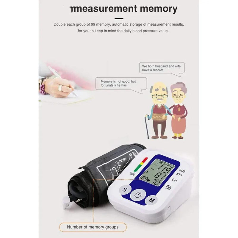 Medical Automatic Pressure Tonometer Tensiometer Heart Rate Pulse Meter BP Monitor Healthy Digital Arm Blood Pressure Meter Cuff