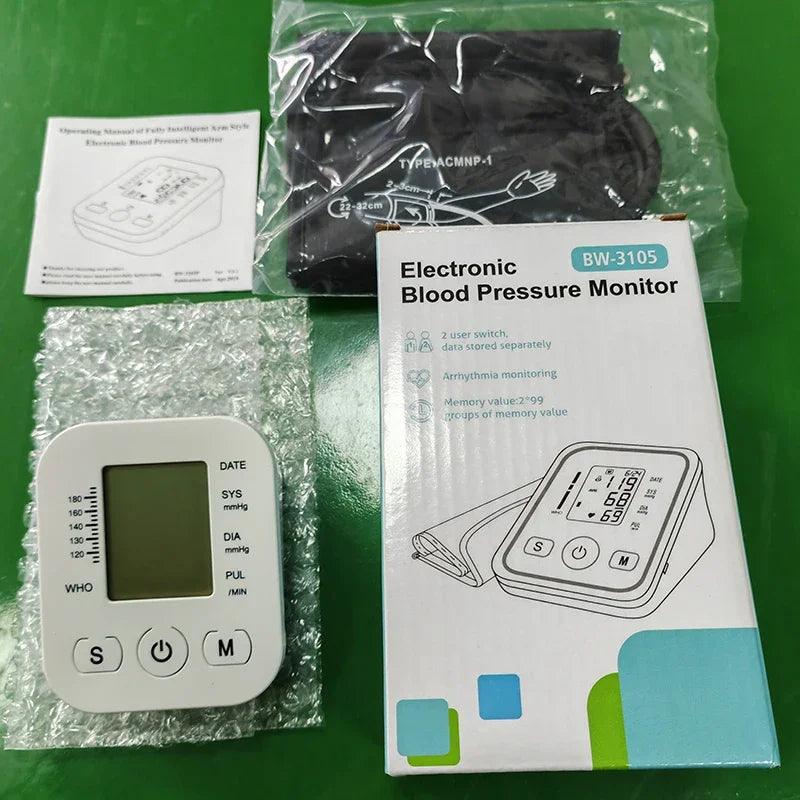 Medical Automatic Pressure Tonometer Tensiometer Heart Rate Pulse Meter BP Monitor Healthy Digital Arm Blood Pressure Meter Cuff