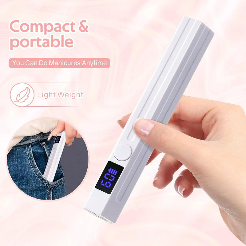 Handheld UV Led Nail Lamp Mini Nail Lamp with Two Timer Settings Rechargeable Manicure Lamp for Curing All Nails Gel Nail Polish