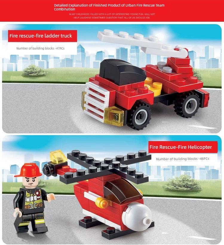 Small Particles Boys Assemble Car Toy Building Blocks