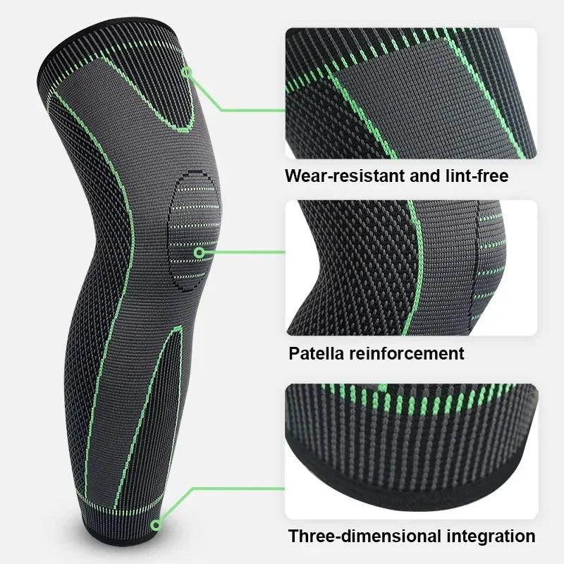 1PC Non-Slip Knee Pads Elastic Long Leg Sleeve Bandage Pressurized Knee Pads Running Sports Warm Leg Protection Accessories