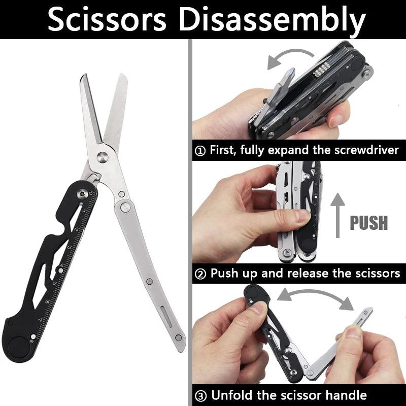 LUCHSHIY Multifunctional Hand Tool Pliers Folding Knife Scissors Plier Saw Outdoor Camping EDC Equipment Folding Multitool