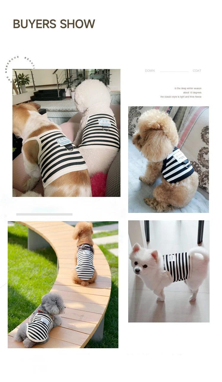 ﻿ Summer Thin Style Dog Vest, Simple Striped Puppy Suspender Tractable Teddy Clothes Soft Pullover For Pets Dog Products Clothes