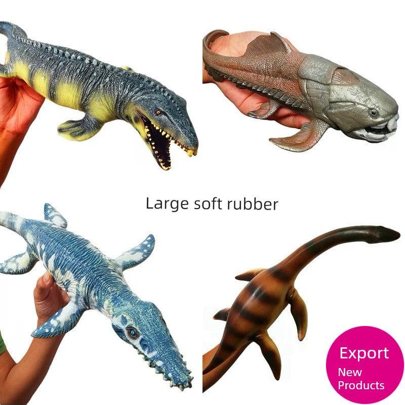 Export Large Soft Rubber Artificial Marine Dinosaur Cangcang Dragon Liopleurodon Plesiosaurus Dunkleosteus Animal Model Toys