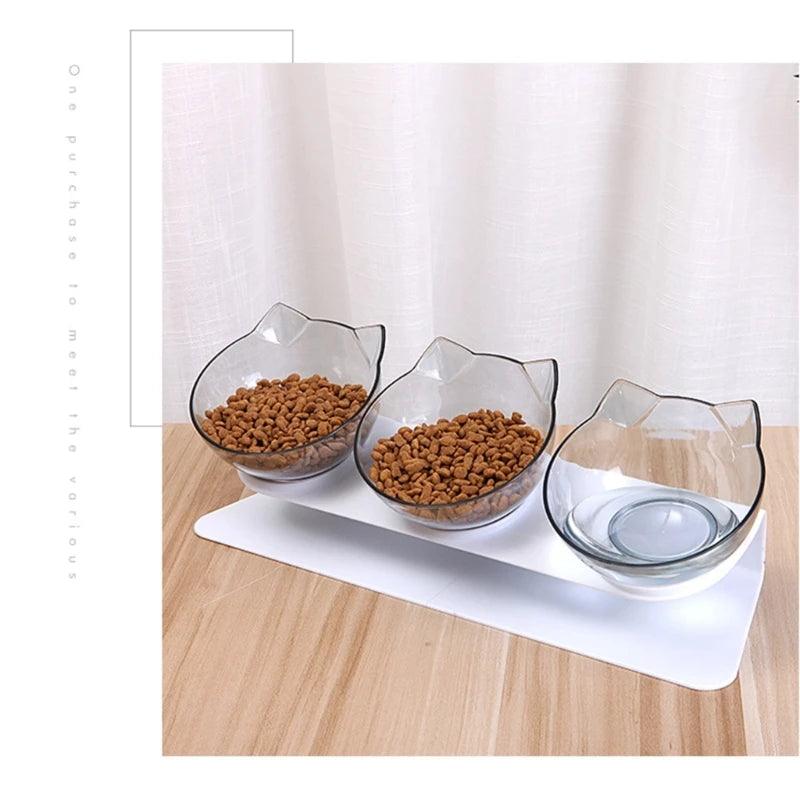 Pet Feeding Bowls Raised 15° Tilt Neck Guard Bowl Cat Dog Dish Drinking Water Bowl Kitten Puppy Food Grade Feeder Bowl