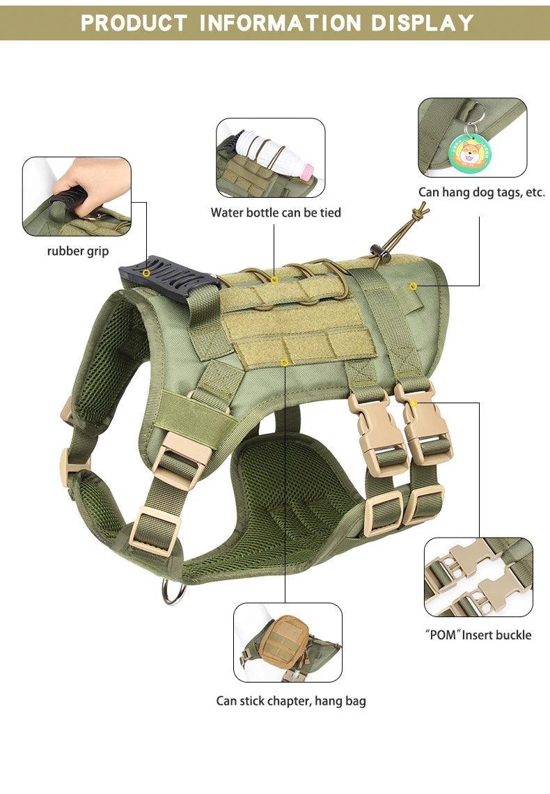 Pet Accessories Dog Harness Tactical Vest Outdoor Training Walking Dog Harness Tactical Chest Sling For Medium And Large Dogs