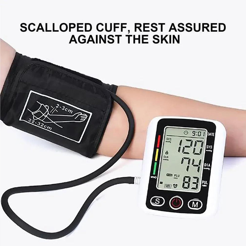 Medical Automatic Pressure Tonometer Tensiometer Heart Rate Pulse Meter BP Monitor Healthy Digital Arm Blood Pressure Meter Cuff