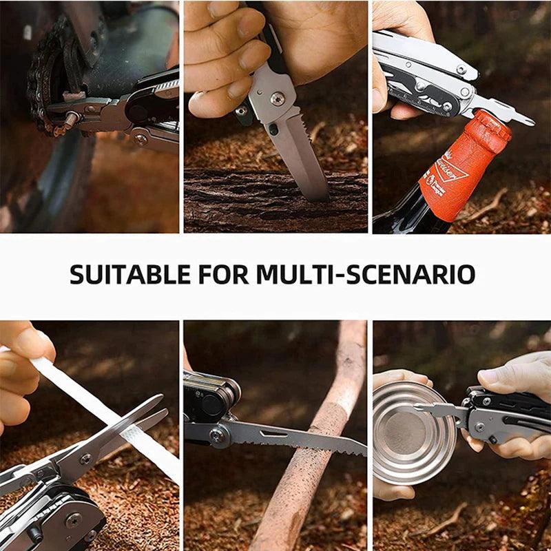 LUCHSHIY Multifunctional Hand Tool Pliers Folding Knife Scissors Plier Saw Outdoor Camping EDC Equipment Folding Multitool