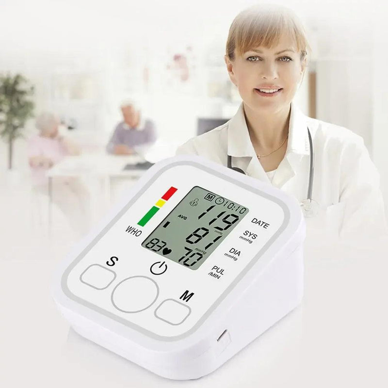 Medical Automatic Pressure Tonometer Tensiometer Heart Rate Pulse Meter BP Monitor Healthy Digital Arm Blood Pressure Meter Cuff